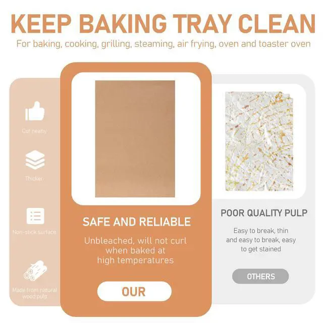 Alt view image 3 of 7 - 200 Pcs Large Parchment Paper Sheets for Baking, 13 x 18 Inch Brown Unbleached Precut Nonstick Parchment Baking Sheets Heavy Duty for Cookies Steaming Grilling Cooking Air Fryer Oven Pan