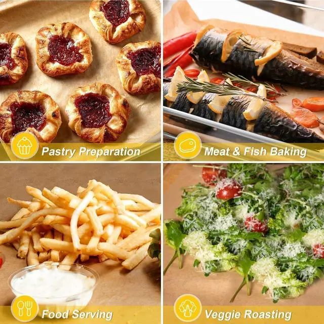 Alt view image 6 of 6 - 100Pcs 16x24 In Unbleached Parchment Paper Sheets - Heavy Duty Precut Baking Paper, Non-Stick & Non-Toxic for Air Fryer, Oven, Steaming - Bake Cookies, Cake, Bread