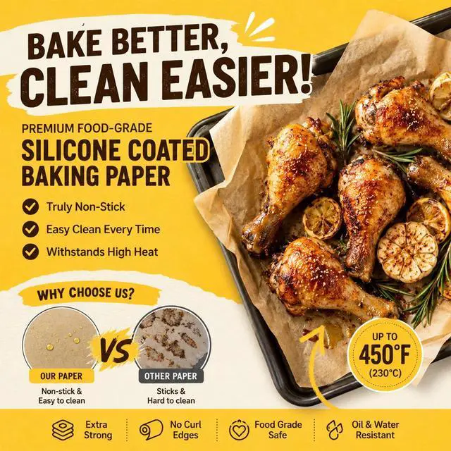 Alt view image 4 of 7 - Parchment Paper Sheets 12x16 Inch, 200 Count Unbleached Pre-Cut Baking Paper, Non-Stick Baking Liners, Heat Resistant for Oven, Air Fryer, Microwave, Half Sheet Pan Size for Cookies Cakes