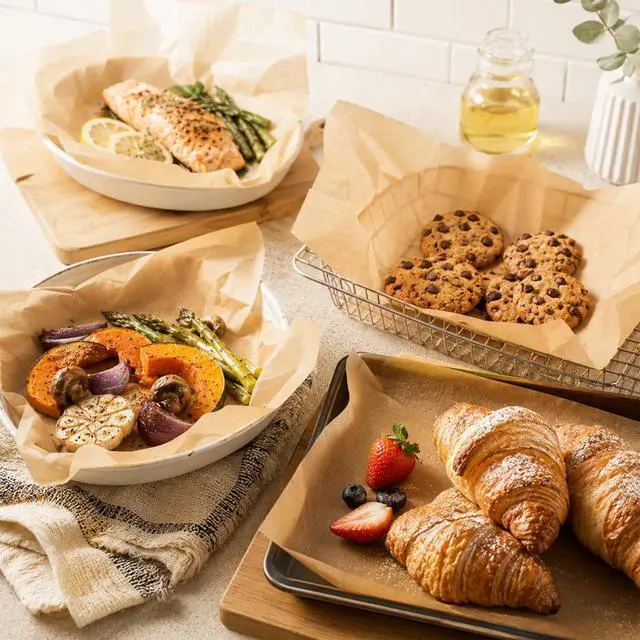 Alt view image 7 of 7 - Parchment Paper Sheets 12x16 Inch, 200 Count Unbleached Pre-Cut Baking Paper, Non-Stick Baking Liners, Heat Resistant for Oven, Air Fryer, Microwave, Half Sheet Pan Size for Cookies Cakes