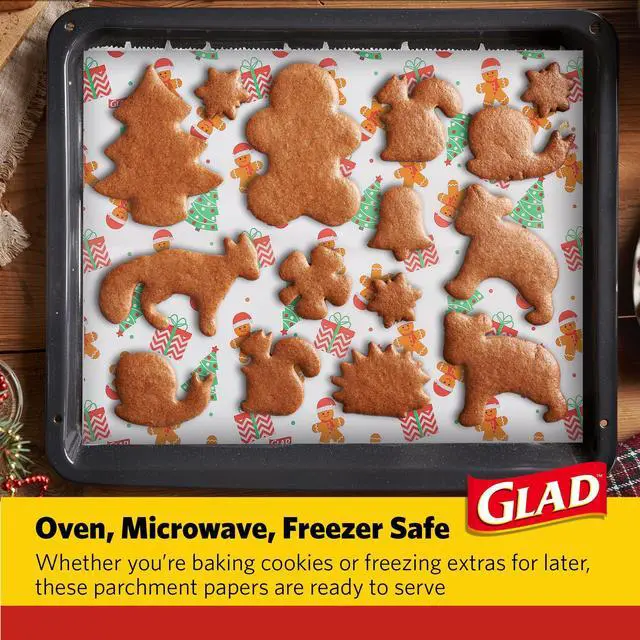 Alt view image 4 of 6 - Holly Jolly Printed Pattern Holiday Parchment Paper Baking Sheets, Pre-Cut 12 x 16 Inch, Non-Stick, Oven Safe, Fun Christmas Designs for Holiday Cookies, 25 Count