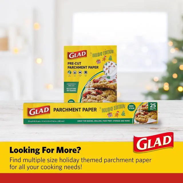Alt view image 6 of 6 - Holly Jolly Printed Pattern Holiday Parchment Paper Baking Sheets, Pre-Cut 12 x 16 Inch, Non-Stick, Oven Safe, Fun Christmas Designs for Holiday Cookies, 25 Count