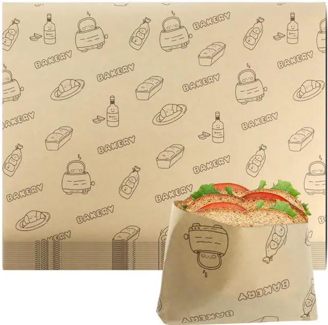 Main image of 50 Pcs Sandwich Wrapping Paper Deli Wraps, Waterproof Oil-proof Picnic Basket Liners Precut Non-Stick Parchment Paper Baking Sheets for Baking, Cooking, Grilling, Air Fryer and Steaming
