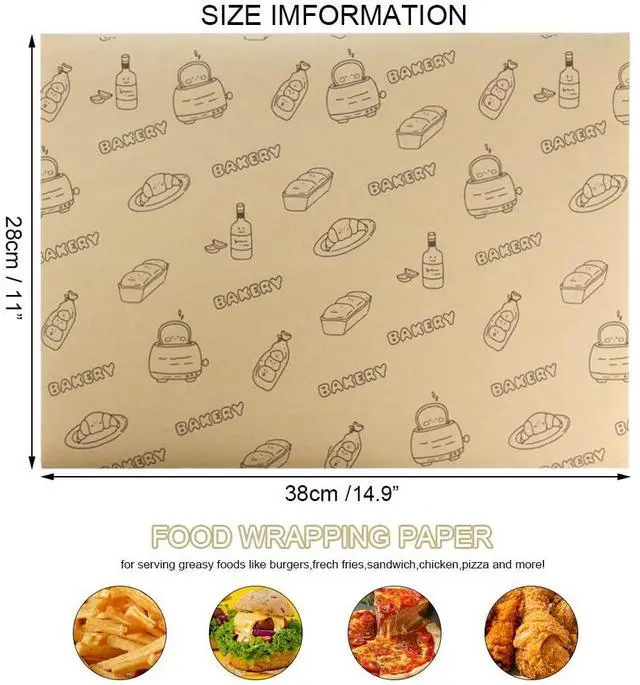 Alt view image 3 of 6 - 50 Pcs Sandwich Wrapping Paper Deli Wraps, Waterproof Oil-proof Picnic Basket Liners Precut Non-Stick Parchment Paper Baking Sheets for Baking, Cooking, Grilling, Air Fryer and Steaming