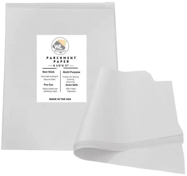 Main image of 8 1/2" X 11", 100 Pack Parchment Paper Pan Liner - Sheets for Baking Cookies, Cooking - Made in USA
