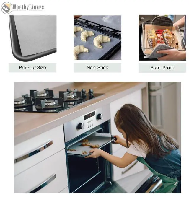 Alt view image 4 of 4 - 8 1/2" X 11", 100 Pack Parchment Paper Pan Liner - Sheets for Baking Cookies, Cooking - Made in USA