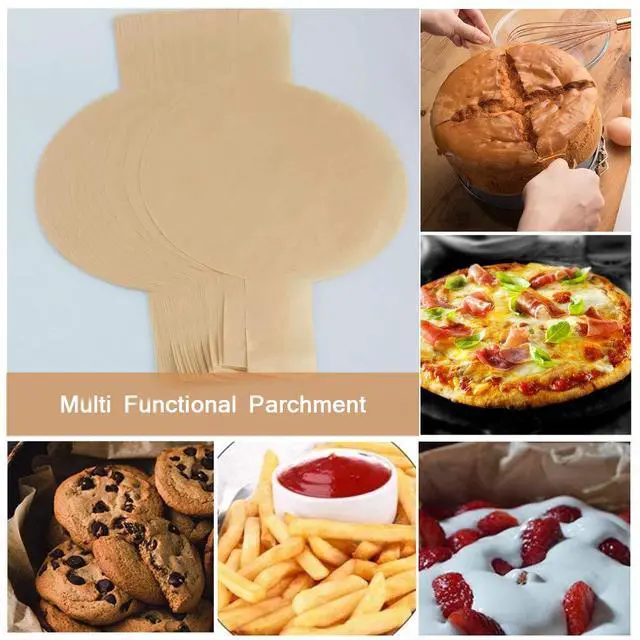 Alt view image 5 of 6 - 100 PCS Precut Circle Cake Pan Liners Rounds, 9 Inch Non Stick Parchment Paper Sheets for Baking Cakes,Dutch Oven, Air Fryer with Easy Lift Tabs (Brown)