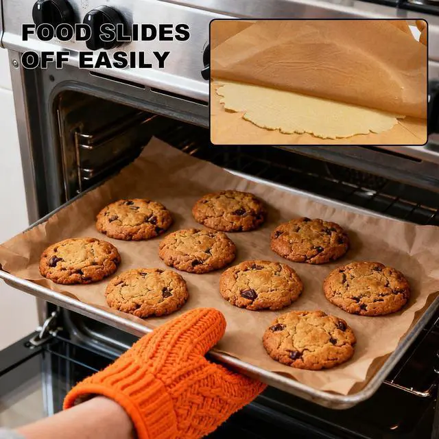 Alt view image 3 of 6 - 100PCS Parchment Paper Sheets, 9x12In Non-Stick Air Fryer Liners for Baking, Cooking, Grilling - Precut Disposable Baking Paper