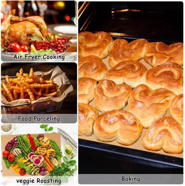 Alt view image 6 of 7 - 200 Pcs Parchment Paper Sheets, 12 x 16 Inches Air Fryer Disposable Paper Liners, Non-Stick Precut Parchment Paper for Baking, HOFHTD Unbleached Baking Papers for Cooking, Grilling, Roasting, Steaming