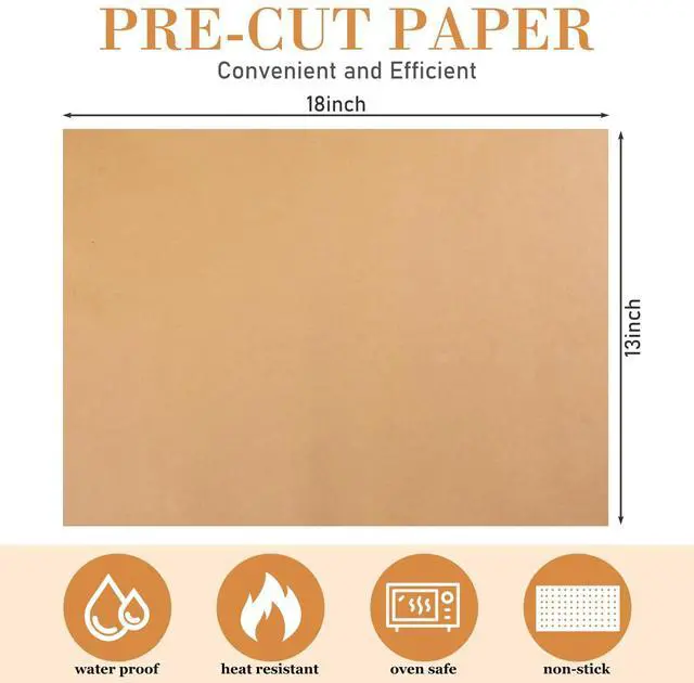 Alt view image 2 of 7 - 200 Pcs Parchment Paper Baking Sheets, Heavy Duty Precut Baking Sheets Nonstick Parchment for Cookies Steaming Grilling Cooking Air Fryer Oven Pan Air Fryer(Brown,13 x 18 Inch)