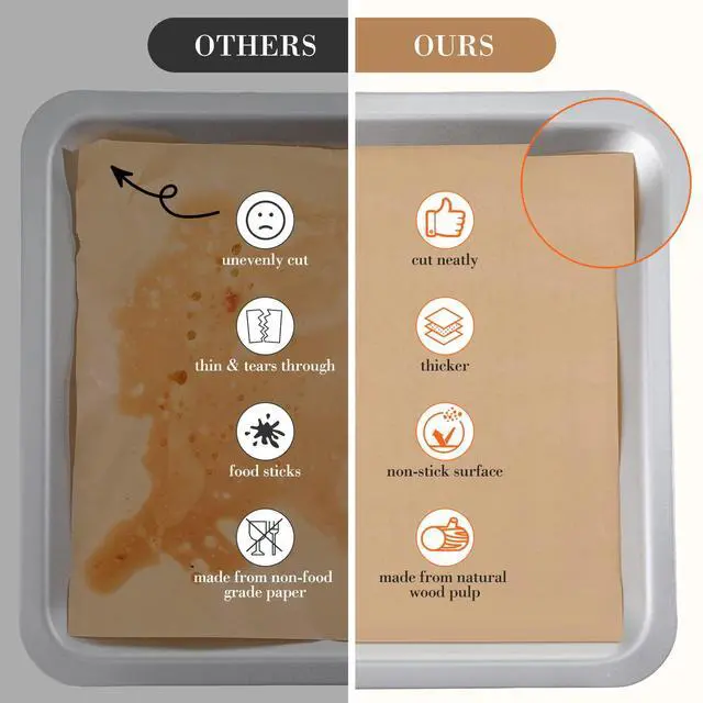 Alt view image 3 of 7 - 200 Pcs Parchment Paper Baking Sheets, Heavy Duty Precut Baking Sheets Nonstick Parchment for Cookies Steaming Grilling Cooking Air Fryer Oven Pan Air Fryer(Brown,13 x 18 Inch)