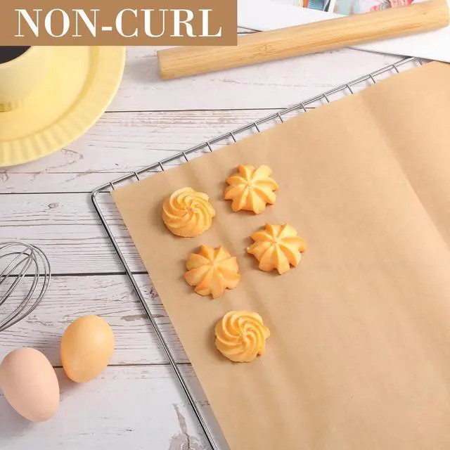 Alt view image 5 of 7 - 200 Pcs Parchment Paper Baking Sheets, Heavy Duty Precut Baking Sheets Nonstick Parchment for Cookies Steaming Grilling Cooking Air Fryer Oven Pan Air Fryer(Brown,13 x 18 Inch)