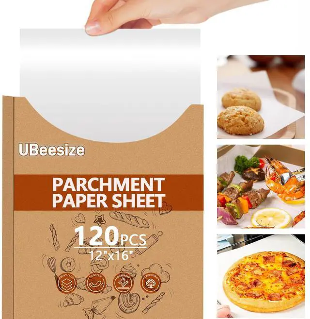 Main image of 120PCS Thickened Parchment Paper, 12×16 In Heavy Duty & Non-Toxic Parchment Paper Sheets, White Parchment Paper for Bread Making, Pastry Baking, Daily Kitchen Use, No Cut Needed