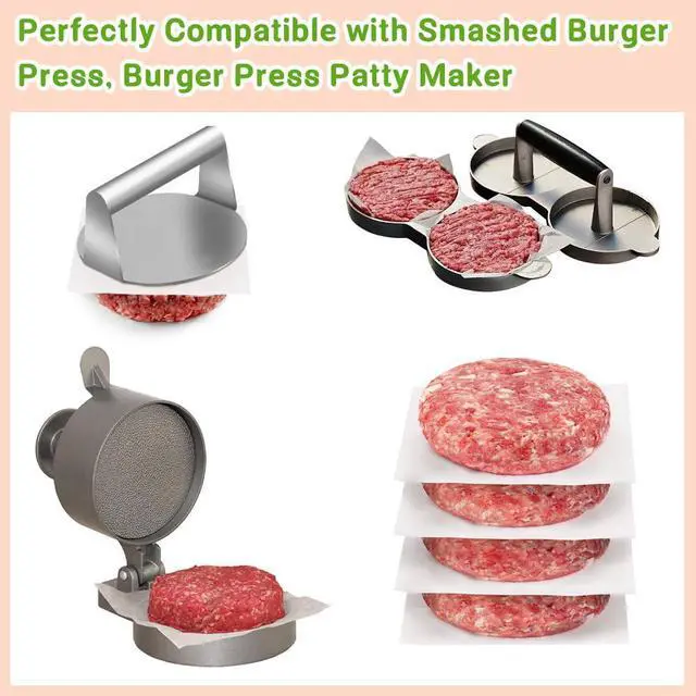 Alt view image 3 of 7 - Parchment Paper Squares, Set of 300, 6 x 6 Inch Hamburger Patty Paper, Non Stick Patty Paper for Smash Burger Press, Burger Patty Maker, Separating Freezing & More