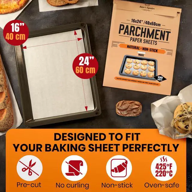 Alt view image 3 of 7 - 120 Pcs 16x24 Inch Parchment Paper Sheets by Parchment Baking Paper, Parchment Paper - Perfect for Baking, Precut Non-Stick Sheets, Eco-Friendly, Will Not Curl or Burn