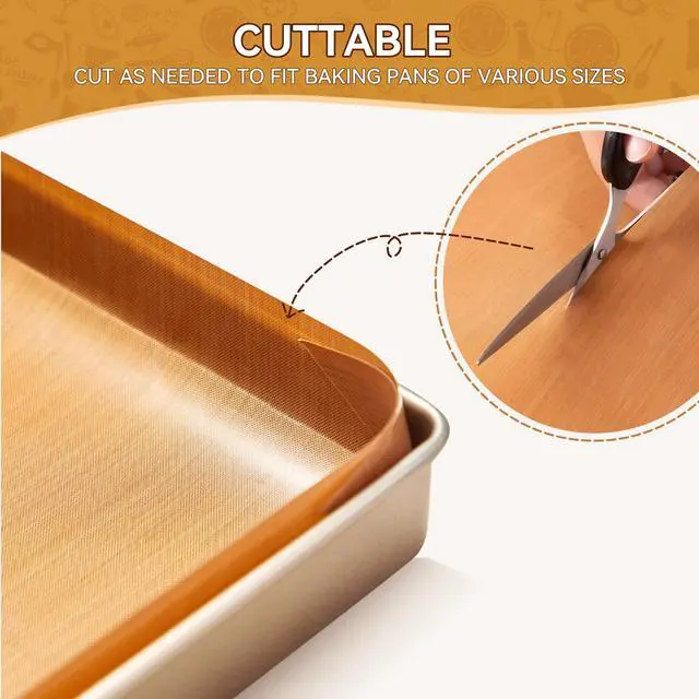 Alt view image 6 of 7 - 3Pcs Reusable Teflon Parchment Paper Baking Sheets, 12x16 inch Baking Paper, Non-Stick, Non-Toxic, Heat Resistant, Baking Liner for Baking, Cooking
