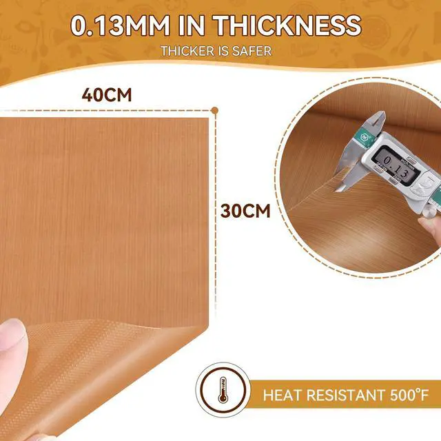 Alt view image 7 of 7 - 3Pcs Reusable Teflon Parchment Paper Baking Sheets, 12x16 inch Baking Paper, Non-Stick, Non-Toxic, Heat Resistant, Baking Liner for Baking, Cooking