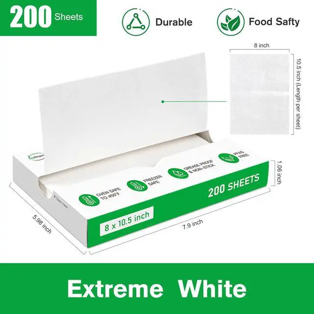Alt view image 2 of 7 - Precut POP UP Deli Paper Sheet Pack of 200, Interfolded Heavy Paper for Food Wrap and Serving (8" x 10-1/2", White