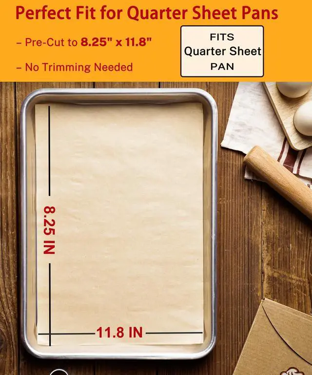 Alt view image 5 of 7 - 300 Pcs Quarter Pans Parchment Paper Unbleached Precut Non-Stick 8.25x11.8"