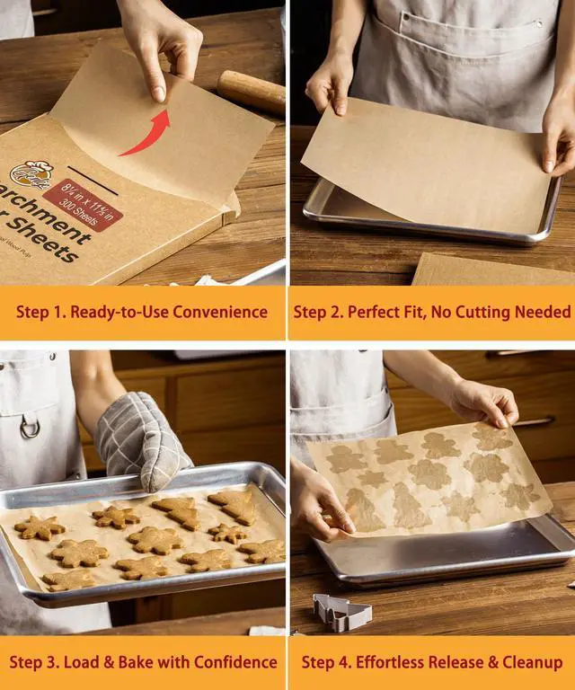 Alt view image 6 of 7 - 300 Pcs Quarter Pans Parchment Paper Unbleached Precut Non-Stick 8.25x11.8"