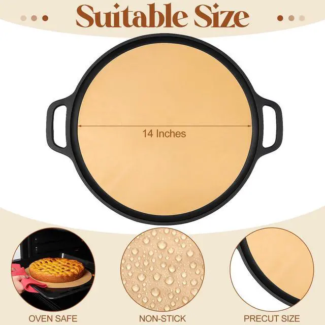 Alt view image 2 of 7 - 150 Pcs 14 Inch Round Parchment Paper Natural Unbleached Parchment Paper Sheets Non-Stick Precut, Ideal for Baking, Cooking, Grilling, Air Fryer and Steaming Brown