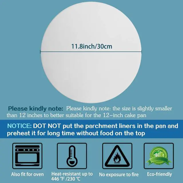 Alt view image 2 of 7 - Baking Parchment Circles, Set of 100, 12 Inch Non Stick Baking Parchment Paper for Springform Cake Tin, Toaster Oven, Tortilla Press and so on