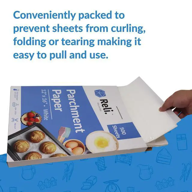 Alt view image 6 of 7 - 500 Pcs Parchment Paper Sheets, 12x16 in. | White, Non-Stick, Pre-Cut Pan Liners | Baking, Air Fryer, Grilling