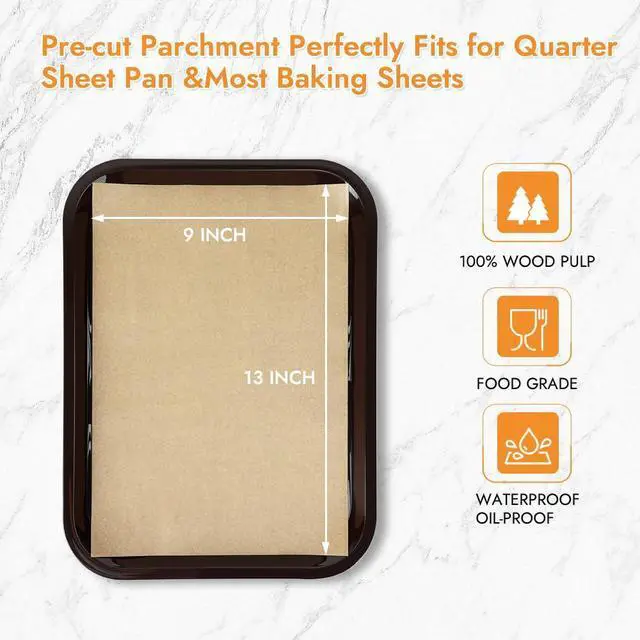 Alt view image 2 of 7 - 9 x 13 Inch Parchment Paper Sheets, Non-Stick Precut Unbleached Baking Parchment Paper Liners for Oven, Air Fryer, Grilling, Cooking Bread Cake Cookie, Fits for Quarter Sheet Pan (120pcs)