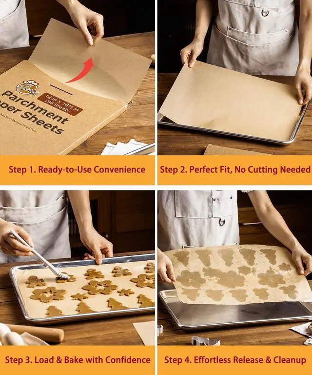 Alt view image 6 of 7 - 200 Sheets Precut Parchment Paper, 12x16.5 Inches, Non-Stick, Unbleached