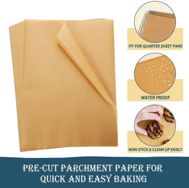 Alt view image 2 of 7 - 200 PCS Parchment Paper Baking Sheets 9x13 IN, Precut Non-Stick Parchment Paper for Baking, Cooking, Grilling, Frying and Steaming - Unbleached, Fit for Quarter Sheet Pans