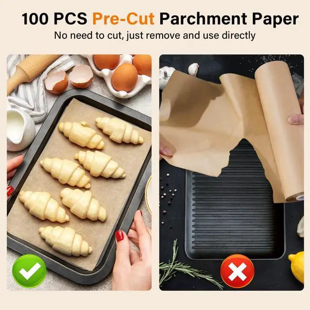 Alt view image 5 of 7 - Parchment Paper Sheets, 9x13 In Non-Stick Unbleached Precut Baking Paper