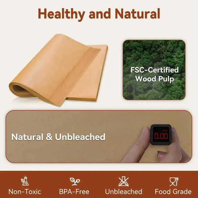 Alt view image 2 of 7 - 200 Pcs Parchment Paper Sheets, 12 x 16 Inch, Precut Non-Stick Parchment Sheets for Baking, Cooking, Grilling, Air Fryer and Steaming - Unbleached, Fit for Half Sheet Pans