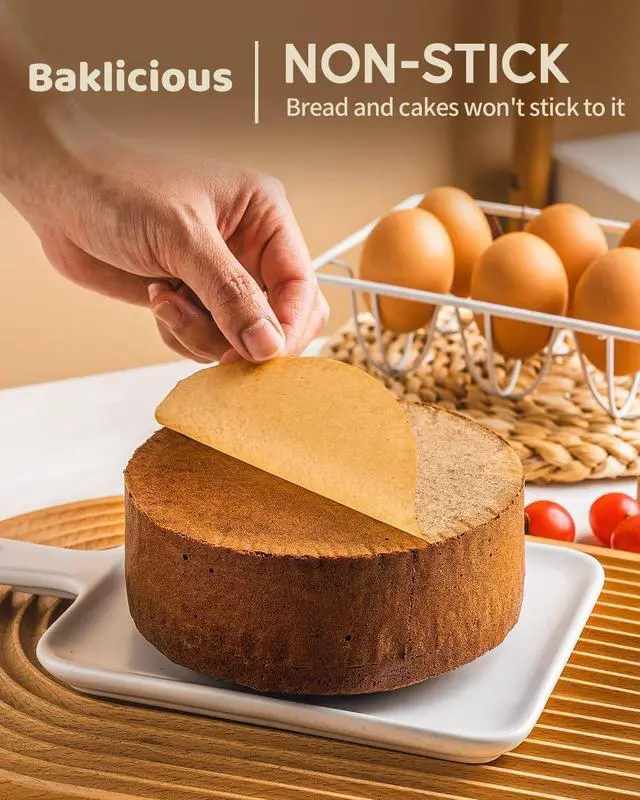 Alt view image 4 of 7 - 250Pcs 8 Inch Parchment Paper Rounds. Non Stick Round Parchment Paper, Baking Parchment Circles for Cake Baking, Patty Separating, Tortilla Wrapping