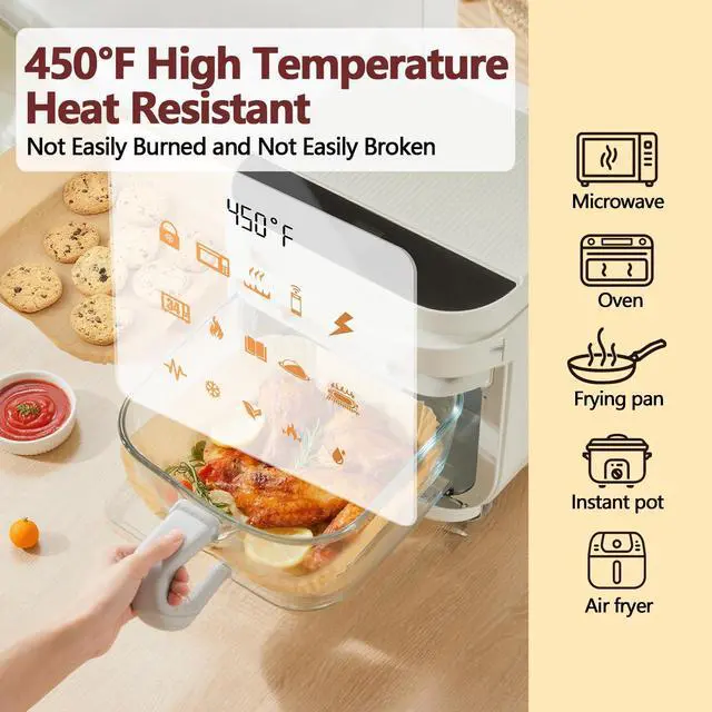 Alt view image 3 of 7 - Inch Air Fryer Liners Disposable-125PCS Square Parchment Paper Liners,Heat Resistant & Non-Stick,Unbleached Liners for Air Fryer,Oven,Roasting,Baking,MicrowaveBottom is 8 Inch