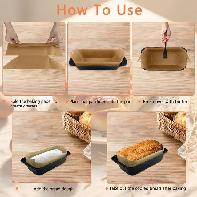 Alt view image 6 of 6 - 100 Pcs Parchment Paper Loaf Pan Liners for Baking Bread 9x5 in Loaf Pan Parchment Liners Disposable Non-Stick Bread Pan Liners Loaf Liners for Baking Toast Bread