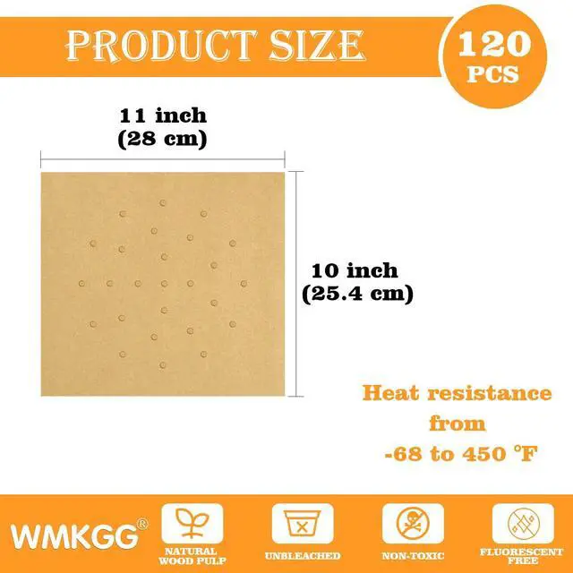 Alt view image 2 of 7 - 120 PCS Air Fryer Liners Disposable for Emeril Lagasse French Door 360 Air Fryer, Perforated Parchment Paper Sheets Compatible with Emeril Lagasse 26 QT Extra Large French Door 360 Airfryer
