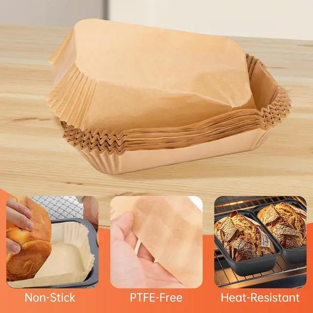 Alt view image 2 of 7 - 100 Pcs Loaf Pan Liners for Baking Bread 9x5 Inch, Non-Stick Pre Formed Parchment Paper for Bread Pan, Ideal Disposable Loaf Breads Liners for Baking Toast, Cakes, Banana Breads, Brown
