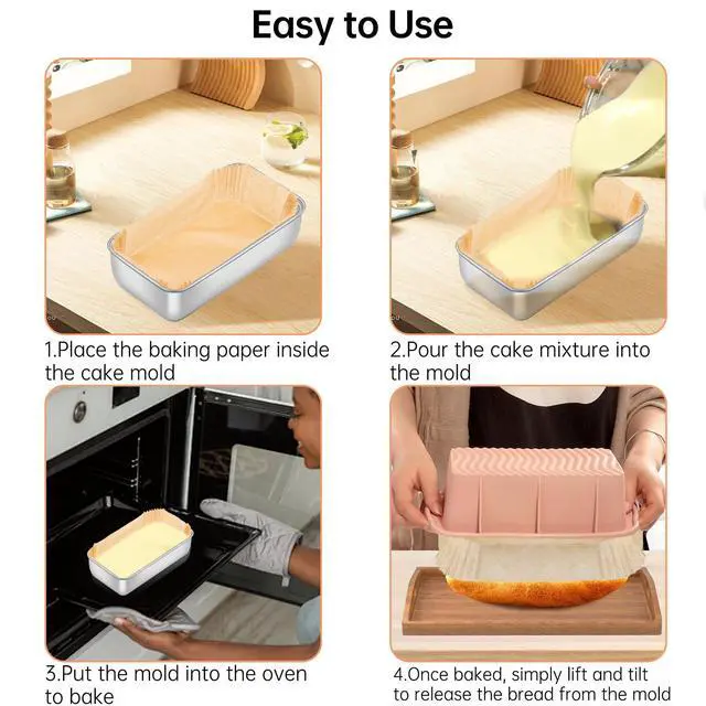 Alt view image 5 of 7 - 100 Pcs Loaf Pan Liners for Baking Bread 9x5 Inch, Non-Stick Pre Formed Parchment Paper for Bread Pan, Ideal Disposable Loaf Breads Liners for Baking Toast, Cakes, Banana Breads, Brown
