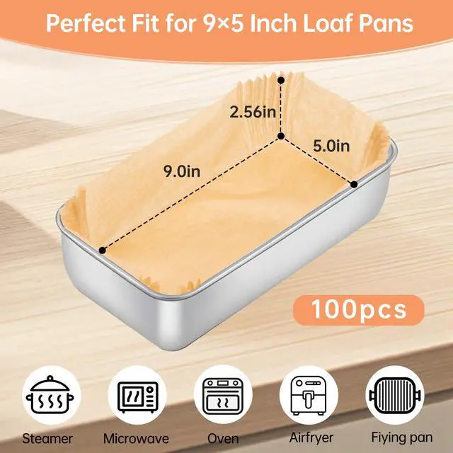 Alt view image 6 of 7 - 100 Pcs Loaf Pan Liners for Baking Bread 9x5 Inch, Non-Stick Pre Formed Parchment Paper for Bread Pan, Ideal Disposable Loaf Breads Liners for Baking Toast, Cakes, Banana Breads, Brown