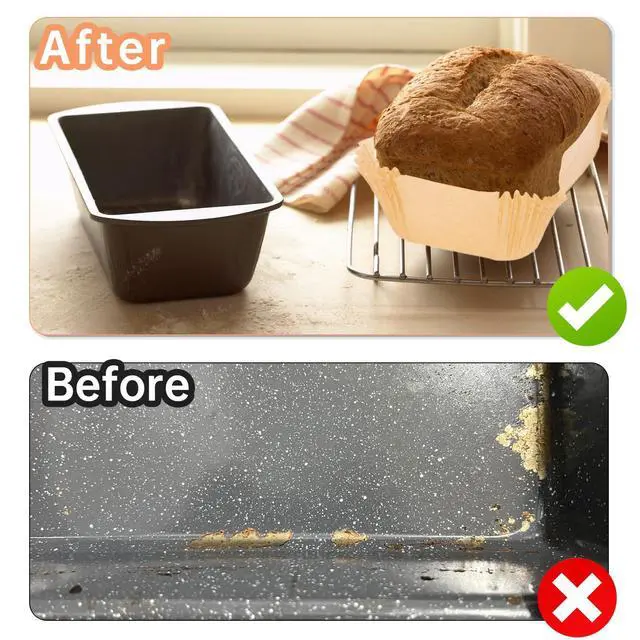 Alt view image 3 of 7 - 100 Pcs Loaf Pan Liners for Baking Bread 9x5 Inch, Non-Stick Pre Formed Parchment Paper for Bread Pan, Ideal Disposable Loaf Breads Liners for Baking Toast, Cakes, Banana Breads, Brown