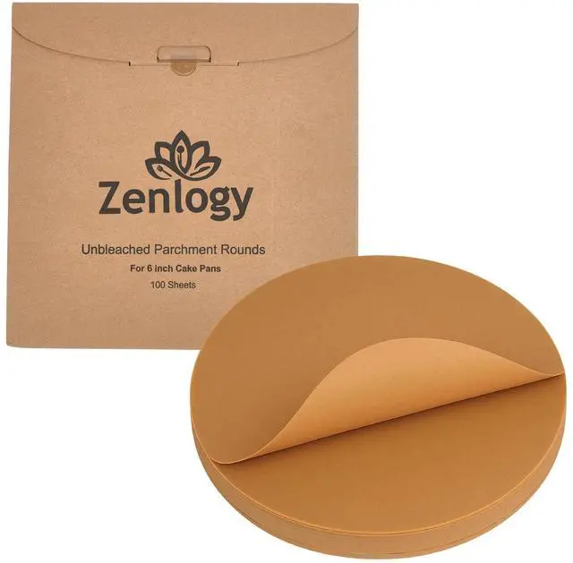 Main image of Inch Parchment Paper Rounds (100 Sheets) - Unbleached, Pre-cut, High Heat, Round Liners - Fits 6 inch Small Round Cake Pans or Great for Lining, Freezing and Storing, and Separating