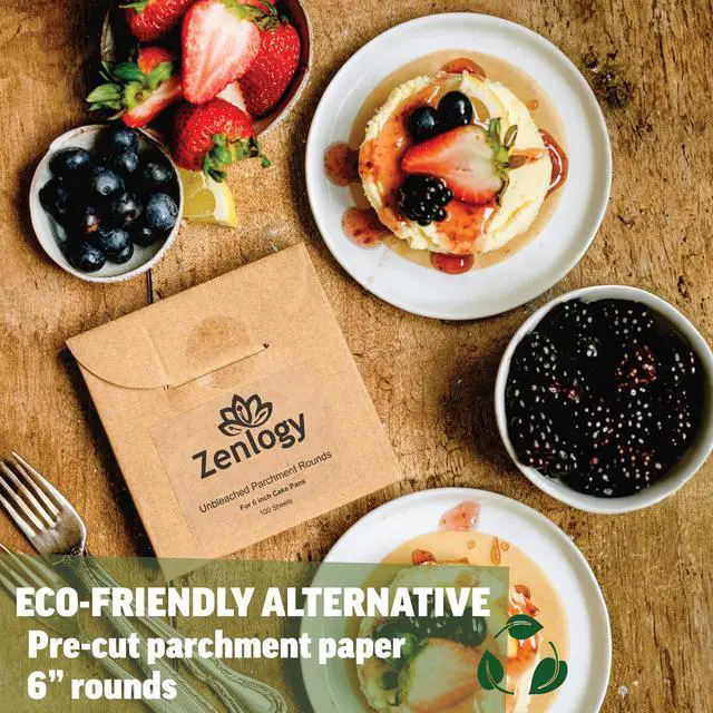 Alt view image 2 of 7 - Inch Parchment Paper Rounds (100 Sheets) - Unbleached, Pre-cut, High Heat, Round Liners - Fits 6 inch Small Round Cake Pans or Great for Lining, Freezing and Storing, and Separating