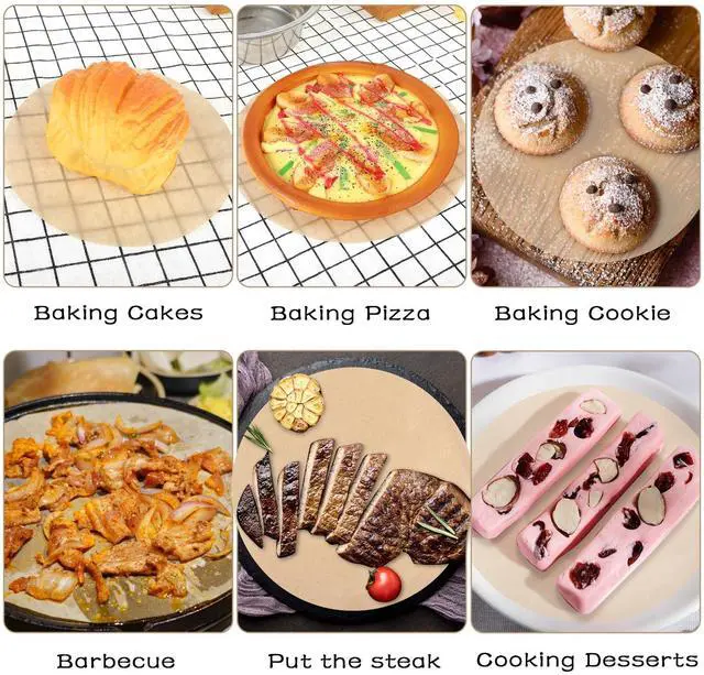 Alt view image 4 of 6 - 150 Sheets Round Baking Parchment Paper, 6, 8, 10 Inch Parchment Paper for Cake Pan Liners Non-Stick Precut Parchment Paper for Cookies Steamer Grilling Pizza Pan Springform Pan Baking