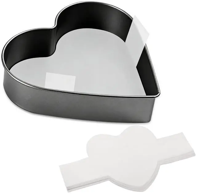 Main image of Baking Parchment Paper 6 inch Heart Shape, 60 Pcs Cake Pan Liner with Lift Tab, Non-Stick Precut Baking Parchment for Baking Cookies, Bread (White)
