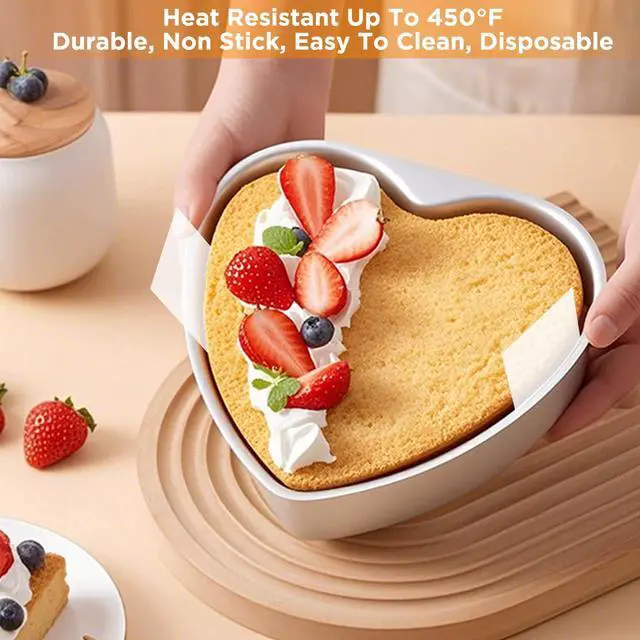 Alt view image 4 of 6 - Baking Parchment Paper 6 inch Heart Shape, 60 Pcs Cake Pan Liner with Lift Tab, Non-Stick Precut Baking Parchment for Baking Cookies, Bread (White)