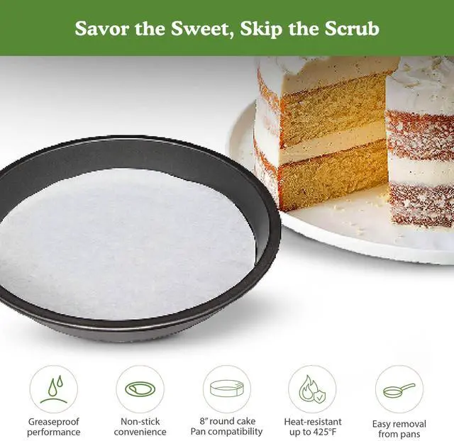 Alt view image 3 of 7 - Parchment Paper Circles For Round Cake Pans and Tube Cake Pans, Greaseproof Liners for Non-Stick Baking, 8" (Pack of 50, 25 Each), White