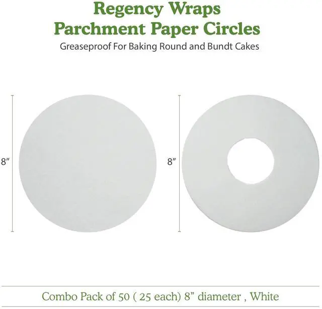 Alt view image 7 of 7 - Parchment Paper Circles For Round Cake Pans and Tube Cake Pans, Greaseproof Liners for Non-Stick Baking, 8" (Pack of 50, 25 Each), White