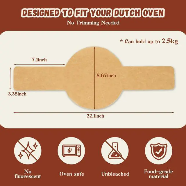 Alt view image 6 of 7 - Parchment Paper for Sourdough Baking 8" Round, 50 Sheets with Long Handles