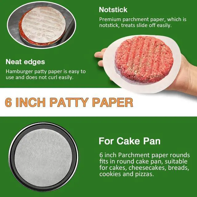 Alt view image 3 of 7 - 300 Pcs 6 Inch Round Parchment Paper for Cake Pan, Burger Press