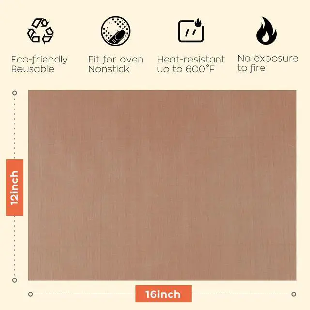 Alt view image 2 of 7 - Sheets for Heat Press - 3 Pack Non Stick PTFE Polytetrafluoroethylene Sheet Reusable 12 x 16" PTFE Coating Paper Heat Resistant PTFE Mat(Brown)